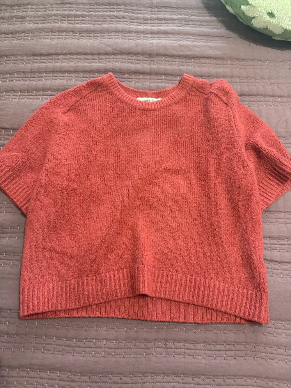 Abercrombie & Fitch Short-Sleeve Crew Sweater in Red